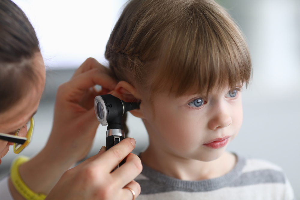 child with swimmer's ear in Gaithersburg at the doctor